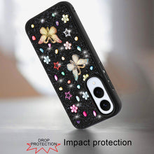 For Samsung S25 Edge Case Butterfly 3D Jewel Glitter Bling Cover +Tempered Glass