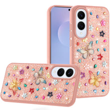 For Samsung S25 Edge Case Butterfly 3D Jewel Glitter Bling Cover +Tempered Glass