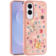 For Samsung S25 Edge Case Butterfly 3D Jewel Glitter Bling Cover +Tempered Glass