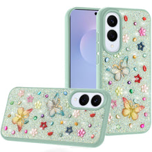 For Samsung S25 Edge Case Butterfly 3D Jewel Glitter Bling Cover +Tempered Glass