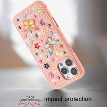 For iPhone 16 PRO MAX Case Butterfly 3D Jewel Glitter Bling + Tempered Glass