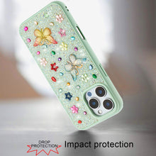 For iPhone 16 PRO MAX Case Butterfly 3D Jewel Glitter Bling + Tempered Glass