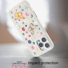 For iPhone 16 PRO MAX Case Butterfly 3D Jewel Glitter Bling + Tempered Glass