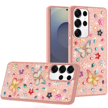 For Samsung S25 Ultra Case Butterfly 3D Jewel Glitter Bling + Tempered Glass