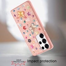 For Samsung S25 Ultra Case Butterfly 3D Jewel Glitter Bling + Tempered Glass