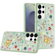 For Samsung S25 Ultra Case Butterfly 3D Jewel Glitter Bling + Tempered Glass