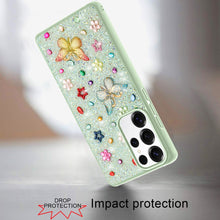 For Samsung S25 Ultra Case Butterfly 3D Jewel Glitter Bling + Tempered Glass