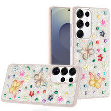 For Samsung S25 Ultra Case Butterfly 3D Jewel Glitter Bling + Tempered Glass