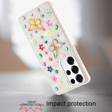 For Samsung S25 Ultra Case Butterfly 3D Jewel Glitter Bling + Tempered Glass