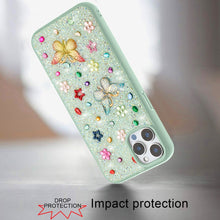 For iPhone 12 Pro Max Case Butterfly 3D Jewel Glitter Bling + Tempered Glass