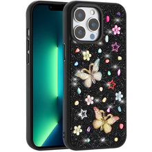For iPhone 13 Pro Max 6.7 inch Case Butterfly 3D Jewel Glitter Bling Phone Cover