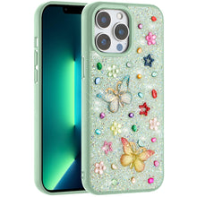 For iPhone 13 Pro Max 6.7 inch Case Butterfly 3D Jewel Glitter Bling Phone Cover