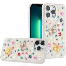 For iPhone 13 Pro Max 6.7 inch Case Butterfly 3D Jewel Glitter Bling Phone Cover