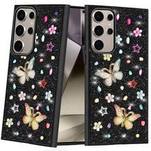 Samsung Galaxy S24 Ultra Case Floral Butterfly 3D Jewel Glitter Bling Cover