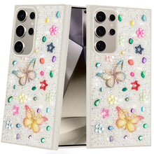 Samsung Galaxy S24 Ultra Case Floral Butterfly 3D Jewel Glitter Bling Cover