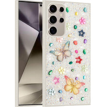 Samsung Galaxy S24 Ultra Case Floral Butterfly 3D Jewel Glitter Bling Cover
