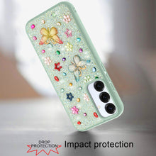 For Samsung S25/S24 Case Butterfly 3D Jewel Glitter Bling Cover + Tempered Glass