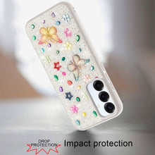 For Samsung S25/S24 Case Butterfly 3D Jewel Glitter Bling Cover + Tempered Glass