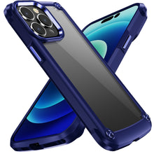 For iPhone 12 Pro Max Case with Metal Buttons Raised Camera Lip + Tempered Glass