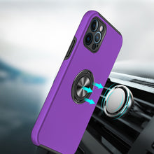 For iPhone 15 Case Rubber Dual Layer Magnetic RingStand Cover + 2 Tempered Glass