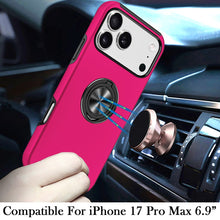 For iPhone 17 Pro Max Case Rubber Dual Layer Magnetic RingStand + Tempered Glass