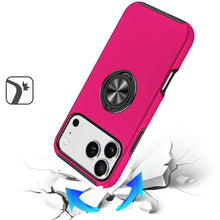 For iPhone 17 Pro Max Case Rubber Dual Layer Magnetic RingStand + Tempered Glass