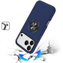 For iPhone 17 PRO Case Rubberized Dual Layer Metal Ring Stand + Tempered Glass