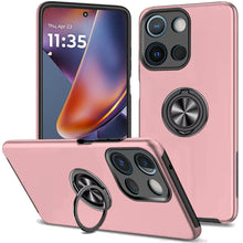 For Moto G 2025 Case Rubber Dual Layer Magnetic Ring Stand + Tempered Glass