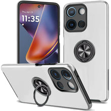 For Moto G 2025 Case Rubber Dual Layer Magnetic Ring Stand + Tempered Glass