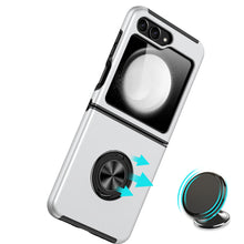 For Samsung Z Flip5 Case Rubberized Dual Layer Magnetic Ring Stand Hybrid Cover