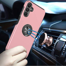 For Samsung A17 5G Case Rubber Dual Layer Magnetic RingStand + Tempered Glass