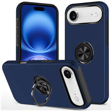 For iPhone Air Case Rubberized Dual Layer Metal Ring Stand Cover +Tempered Glass