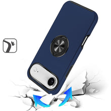 For iPhone Air Case Rubberized Dual Layer Metal Ring Stand Cover +Tempered Glass