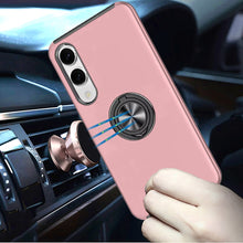 For Samsung S25 Edge Case Fused Dual Layer Magnetic Ring Stand + Tempered Glass