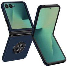 For Samsung Z Flip7 Case Rubber Dual Layer Magnetic RingStand + Tempered Glass