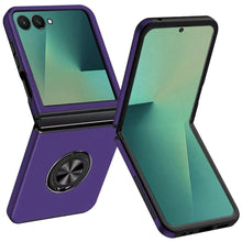 For Samsung Z Flip7 Case Rubber Dual Layer Magnetic RingStand + Tempered Glass