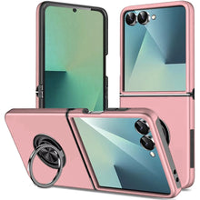 For Samsung Z Flip7 Case Rubber Dual Layer Magnetic RingStand + Tempered Glass