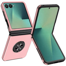 For Samsung Z Flip7 Case Rubber Dual Layer Magnetic RingStand + Tempered Glass