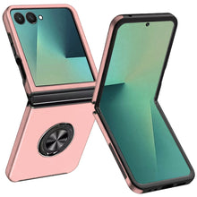 For Samsung Z Flip7 Case Rubber Dual Layer Magnetic RingStand + Tempered Glass