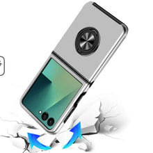 For Samsung Z Flip7 Case Rubber Dual Layer Magnetic RingStand + Tempered Glass