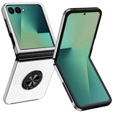 For Samsung Z Flip7 Case Rubber Dual Layer Magnetic RingStand + Tempered Glass