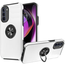 For Moto G 5G 2022 CHIEF Oil Painted Magnetic Ring Stand Hybrid Case Cover