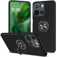 For Moto G Power 2025 Case Rubber Dual Layer w/ Magnetic Ring + Tempered Glass