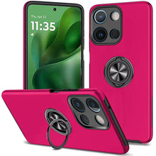 For Moto G Power 2025 Case Rubber Dual Layer w/ Magnetic Ring + Tempered Glass