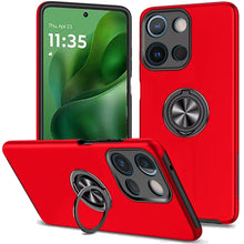For Moto G Power 2025 Case Rubber Dual Layer w/ Magnetic Ring + Tempered Glass