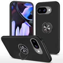 For Google Pixel 9a Case Rubber Dual Layer Magnetic RingStand + Tempered Glass