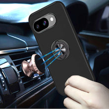 For Google Pixel 9a Case Rubber Dual Layer Magnetic RingStand + Tempered Glass