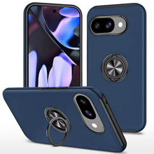 For Google Pixel 9a Case Rubber Dual Layer Magnetic RingStand + Tempered Glass