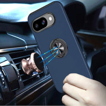 For Google Pixel 9a Case Rubber Dual Layer Magnetic RingStand + Tempered Glass