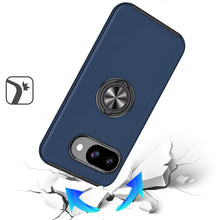 For Google Pixel 9a Case Rubber Dual Layer Magnetic RingStand + Tempered Glass